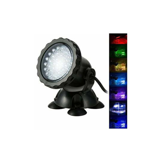 FVO - Aquarium Floodlight with Base IP68 3.5W 12V Spot Lamp Multicolor Submersible Lighting Adjustable Angle Led Underwater Lamp Submersible