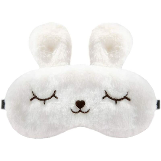 Plush Pink Eye Mask Child Woman Girl Adult Man Unicorn Eye Mask Novelty Eye Mask Sleeping Cartoon Sleep Mask,One Size,White Rabbit