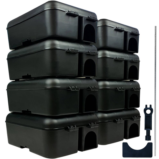 (Pack of 8) Roshield External Tamper-Proof Bait Stations for Rodent Control