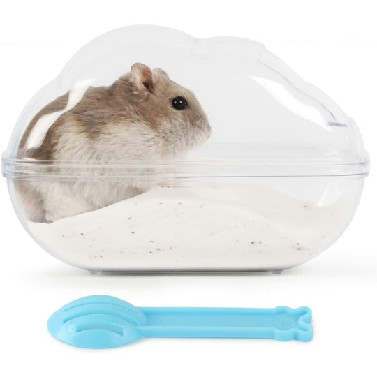 Hamster Sand Bath, Transparent Hamster Sand Bath with Shovel, Cage Accessories for Guinea Pig, Gerbil, Dwarfs (m)