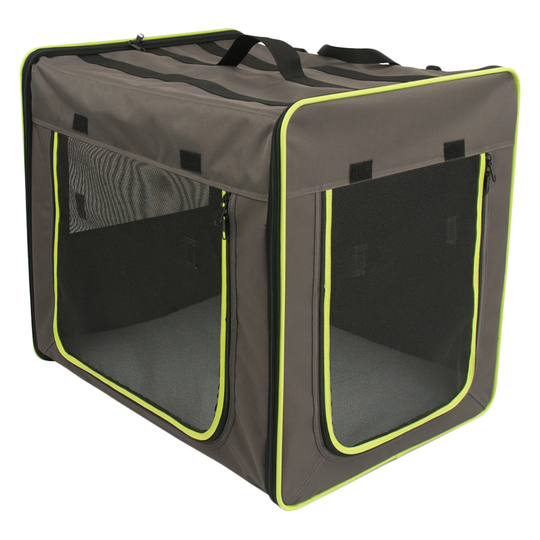 First Class Basic Transport Crate - Size L: 79 x 53.5 x 66 cm (L x W x H) Grey/Green