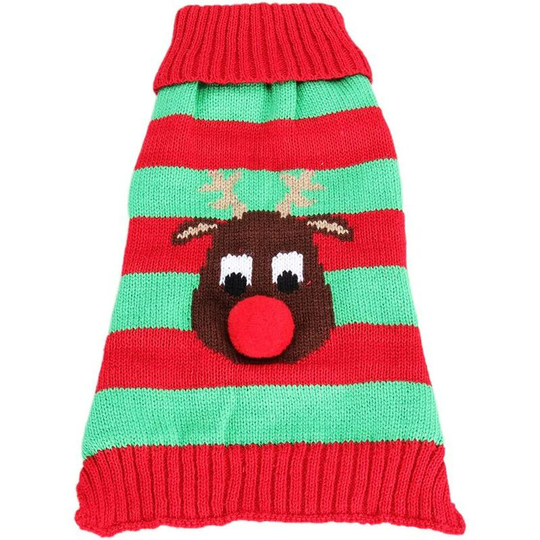 Puppy Christmas Sweater Winter Warm Dog Knitwear Pajamas Knitted Ugly Reindeer Christmas for Small Medium Dogs (Red and Green, Size s)