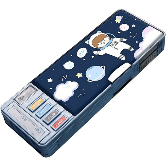 Multifunction Pencil Case, Pencil Box With 2 Compartments For Students - Cartoon Pattern