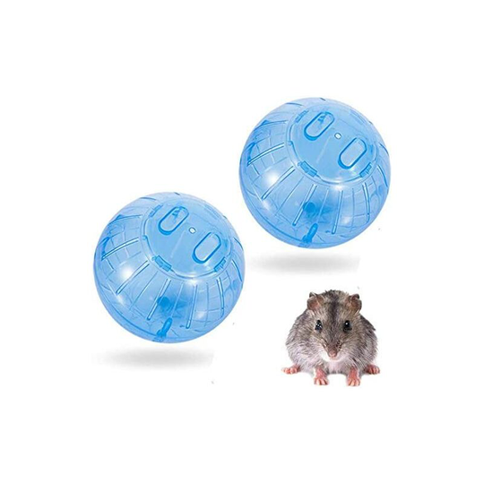 Hamster Ball, 2pcs Exercise Ball for Small Animal Hamster Ball Mini Ball, Plastic Transparent Portable Pet Play Toy for Animals Blue, 12cm - Langray