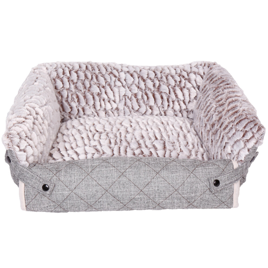 Dog/Cat Sofa Bed Washable Fleece Grey Pet Bedding & Roll Out Blanket