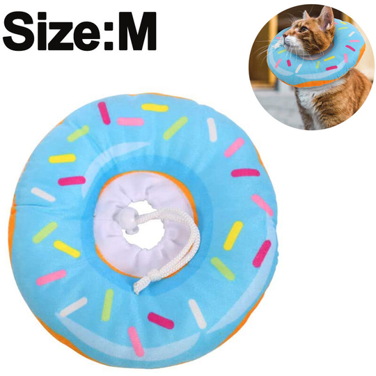 Doughnut Elizabeth Circle Adjustable Soft Pet E-Collar Neck Collar Circle for Cat Small Dog, m, blue