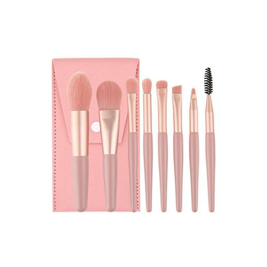 Makeup Brushes With Bag 8 Pcs Travel Size Make Up Brush Kit For Face Foundation Blush Eye Shadow Eyelash Wooden Handle 4 Colors