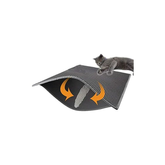 Cat Litter Mat, Foldable Double Layer Honeycomb Waterproof Cat Feeding Mat Protect Floor and Carpet Easy Clean (40 * 50cm)