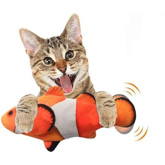 Moving Fish Shape Electric Cat Toy - Cat Chew Toy - Realistic Catnip Toy - Electric Toy - Interactive Simulation (Clown Fish)