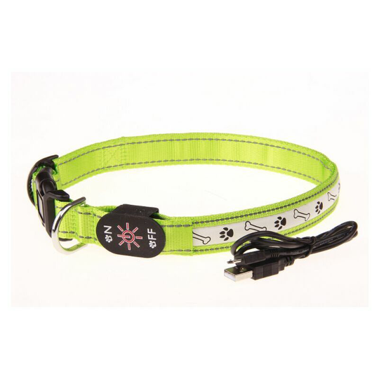 Usb Dog Collar, Classic Adjustable Reflective Nylon Collar Suitable for Medium Dogs