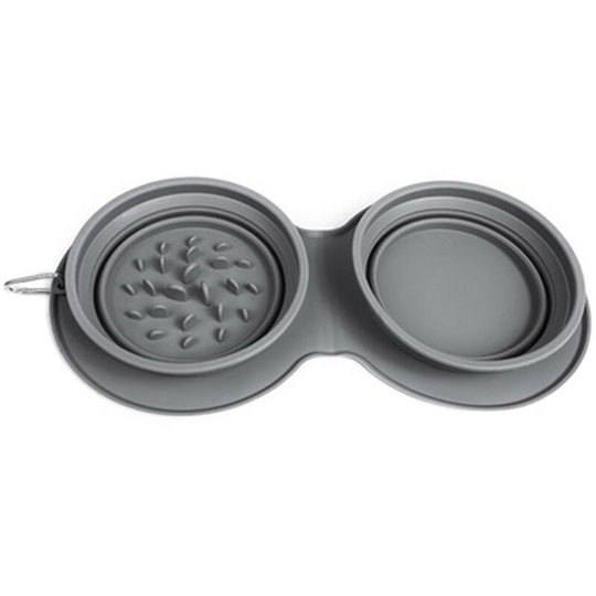 Collapsible Dog Bowl Slow Feeder Adjustable Silicone Portable