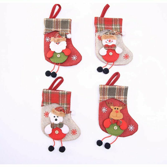 Christmas Stocking , 4 Pieces Christmas Stocking Christmas Stocking Santa Claus Snowman Reindeer Bear Christmas Decorations Christmas Socks Treat