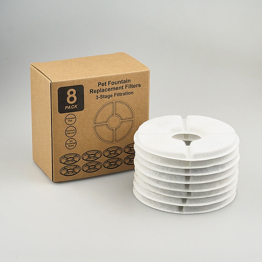 Cat Water Fountain Filter, 8 pcs Round Replacement Water Fountain Filters Dog/Cat Pet Fountain Filter