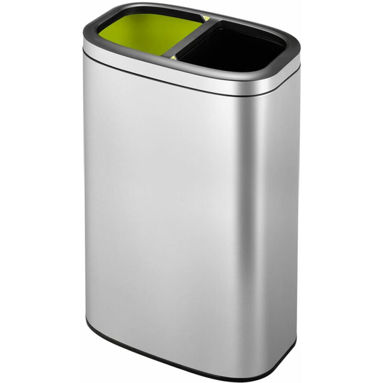 EKO - Open Top Waste Bin OLI-Cube 2x20 l Matte Silver Silver
