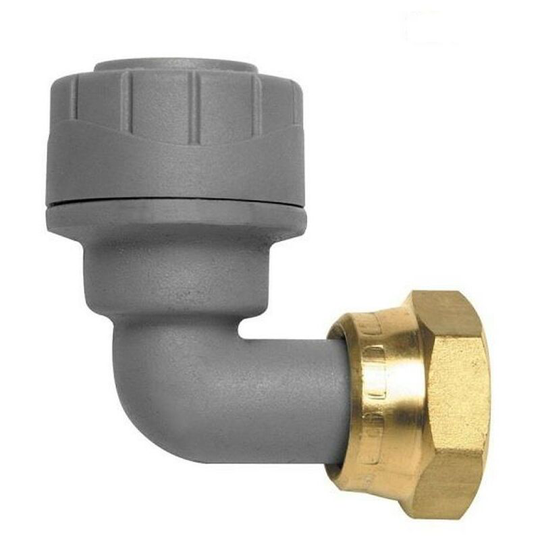 PolyPlumb PB1715 15mm x 1/2' Bent Tap Connector Brass Connecting Nut - Single - Polypipe