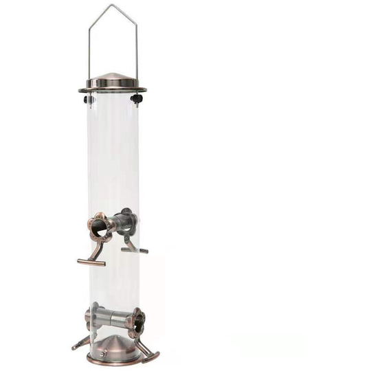 Echoo - Bird Feeders Outdoor Hanging All Metal Copper Wild Bird Feeder with Copper Finish 15 Inches (Seeds Not Included)