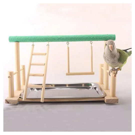 Thsinde - Parrot Solid Wood Stand, Bird Playground Frosted Stand Toy