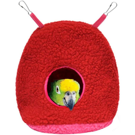1Pcs Plush Parrots Hanging Nest Bird Nest Bed Plush Bird Hut Berber Fleece Hammock Swing Bed Cave Warm Soft Plush Hammock Hanging Cage Tent for Pet