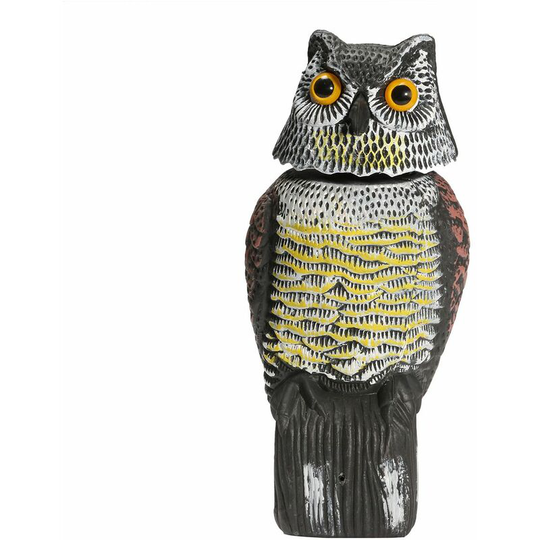 Owl Calls Glowing Eyes Shaking Head Hunting Decoy Deterrent Repellent Garden Bait Fake Birds Scary Decor washed