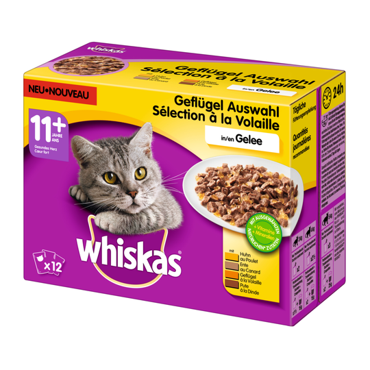 Whiskas 11+ Senior Pouches in Jelly - Saver Pack: 96 x 100g Poultry Selection