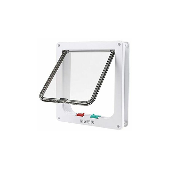 Cat Flap Door 4 Position Cat Mate Large White Lockable Door for Cat or Dog Easy to Install(23cmx 25cmx 5.5cm)