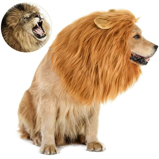 Lion Mane Wig for Dog and Cat Suit with Ear Ear Adjustable Comfortable Lion Lion Hair Clothing Dress for Halloween Christmas Easter Festival Party