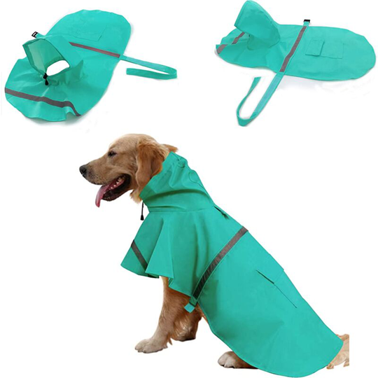 1 Pcs Dog Raincoat, Pet Raincoat, Adjustable Pet Raincoat Clothes Lightweight Rain Jacket Poncho Hoodies with Reflective Strip (1 Pack, Green, m)