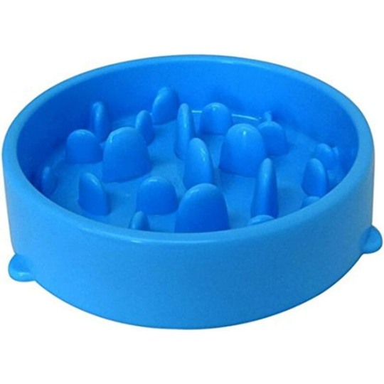 Slow Dog Food Bowl, Interactive Pet Feeding (Blue)