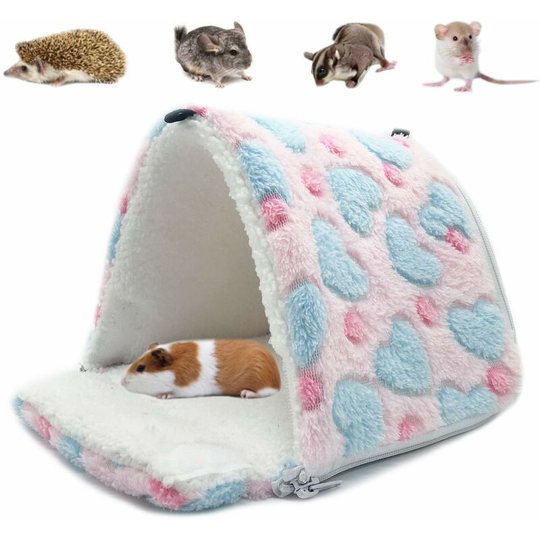 Rodent Sleeping Plush Small House Hamster Hammock Toy Bed House for Guinea Pig Rabbit Chinchilla Ferret, Pink