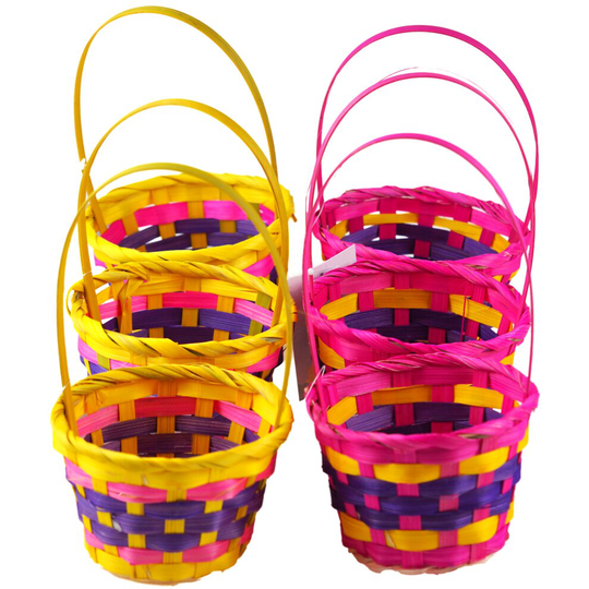 Small Multi Colour Easter Egg Hunt Wicker Baskets (Set of 6)