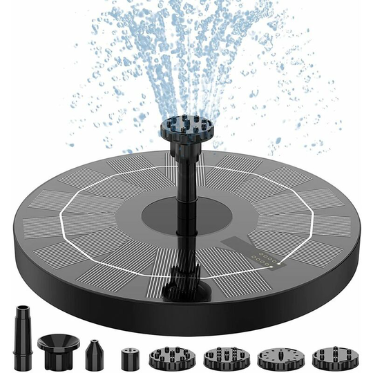 2.5W Outdoor Floating Solar Fountain Solar Pond Pump with 6 Nozzles for Bird Bath Fish Tank Garden Fountain