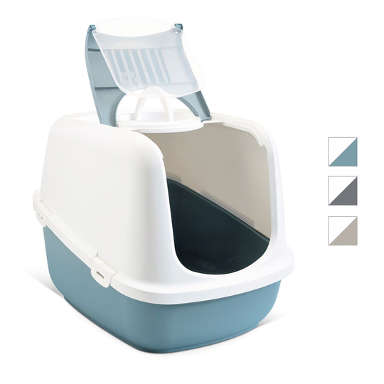 Savic Nestor Jumbo Covered Litter Tray XXL - Bundle: Light Grey litter box + tray bags