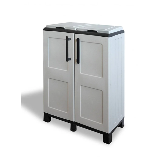 Litter Cupboard For Outdoor Or Indoor Use, 2-Door 2-Door Bag Cabinet, 100% Made In Italy, 68X37h90 Cm, Light Gray Color