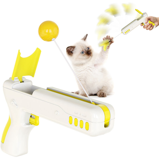 Funny Interactive Gun Cat Stick Toys Colorful Feathers and Ball Tease Cat Supplies Pet Toys for Cat