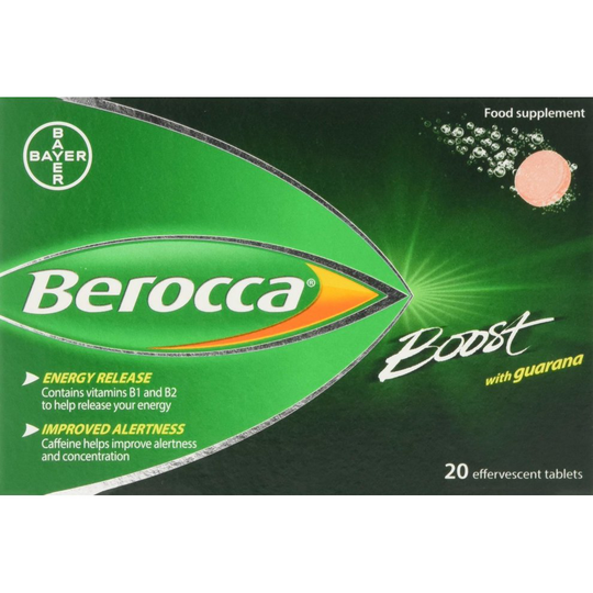 Berocca Boost Vitamin, Minerals and Guarana Effevescent 20 Tablets