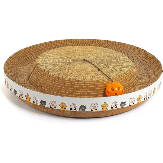 Large Round Cardboard Cat Scratcher 2 in 1 Toy Ball Cat Scratcher Cat Bed Non-Slip Cat Scratcher Double Sided Cat Scratcher Board