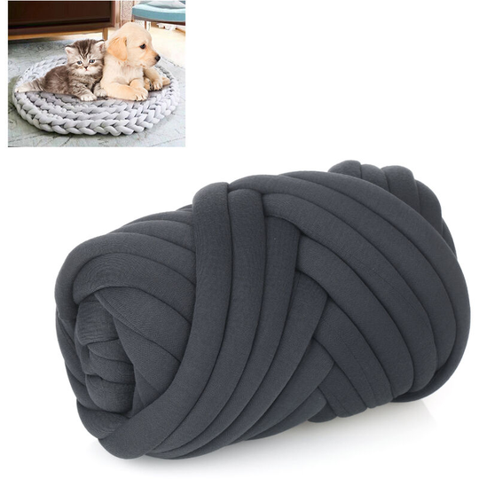 Superseller - Super Chunky Yarn Cotton Handmade Pet Bed Soft and Thick Arm Knitting diy Cat Dog Pet Bed Cave Nest Washable Cushion Rug Blanket, Dark