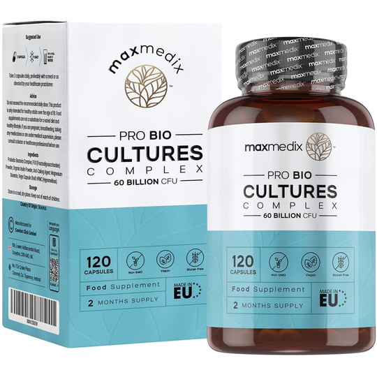 maxmedix Pro Bio Cultures Complex - 60 Billion CFU - 120 Vegan Capsules