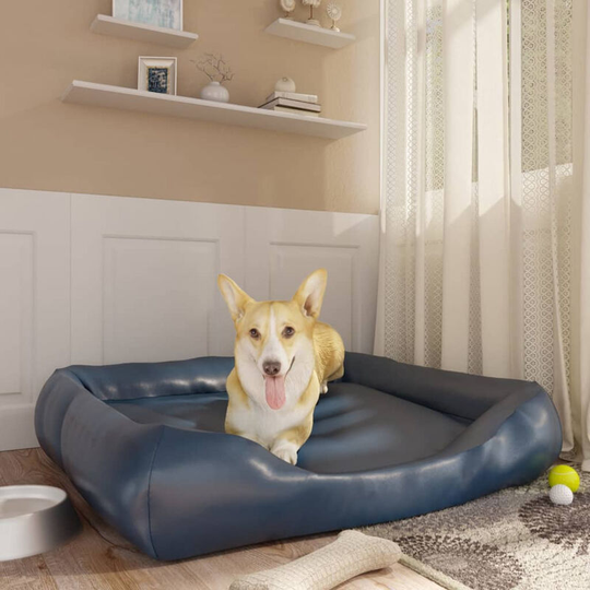 Dog Bed Dark Blue 105x80x25 cm Faux Leather