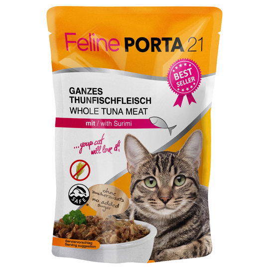 Feline Porta 21 Pouches 6 x 100g - Whole Tuna with Surimi