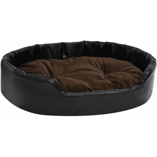 Dog Bed Black and Brown 90x79x20 cm Plush and Faux Leather Vidaxl Black