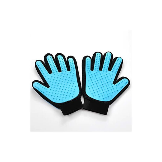 Grooming glove for dogs, cats and rabbits, soft brush and massage to remove hair from pets Relaxing effect Blue