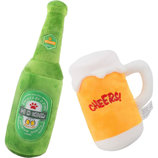 Squeaky Wine Bottle Dog Toy,Puppy Teething Toys,Funny Dog Toy