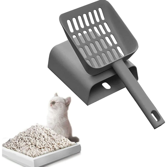 Cat sand shovel, cat shovel, plastic litter shovel, cat sand tool, cat litter shovel, hollow litter shovel, for pet litter - dark gray