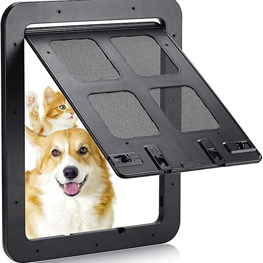 Pets magnetically close the door, cats and dogs can lock the sliding screen