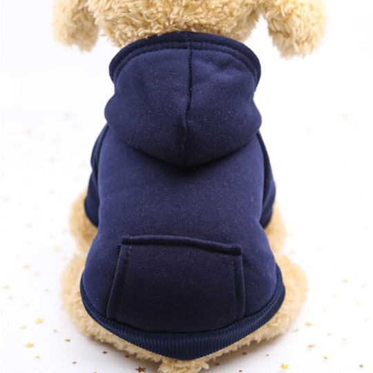 Cat Hoodie Cotton Dog Clothes with Winter Coat and Outside Pocket,Winter Dog Sweater Christmas Sweater (Blue,S)
