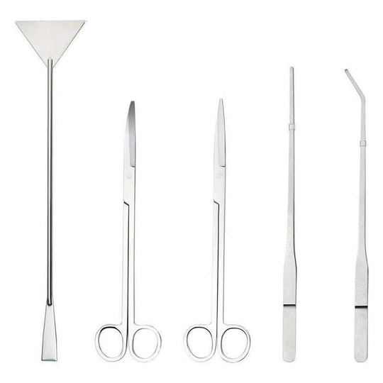 5 in 1 Stainless Steel Aquarium Tank Spatula Tweezers Scissors Aquarium Plant Tool Set - Litzee