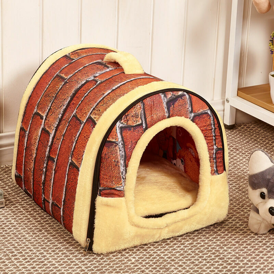 Monly - Soft Warm Cat Bed Winter Sofa Nest, Portable Igloo Pet House for Cats, Mini Small Dog Bed, Pet Bed for Cat, Kitten, Puppy and Rabbit m Retro