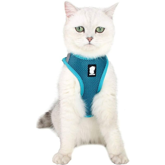 Cat Harness - Adjustable Kitten Harness Cat Harness and Leash Set Pet Cat Waterproof Reflective Breathable Soft Mesh M