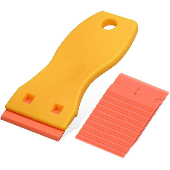 Perle Rare - Set of 2 Scrapers, Glass Scraper Glass Ceramic Plate Scraper with 100 Plastic Scrapers, for Removing Labels, Glue, Painting Stickers and